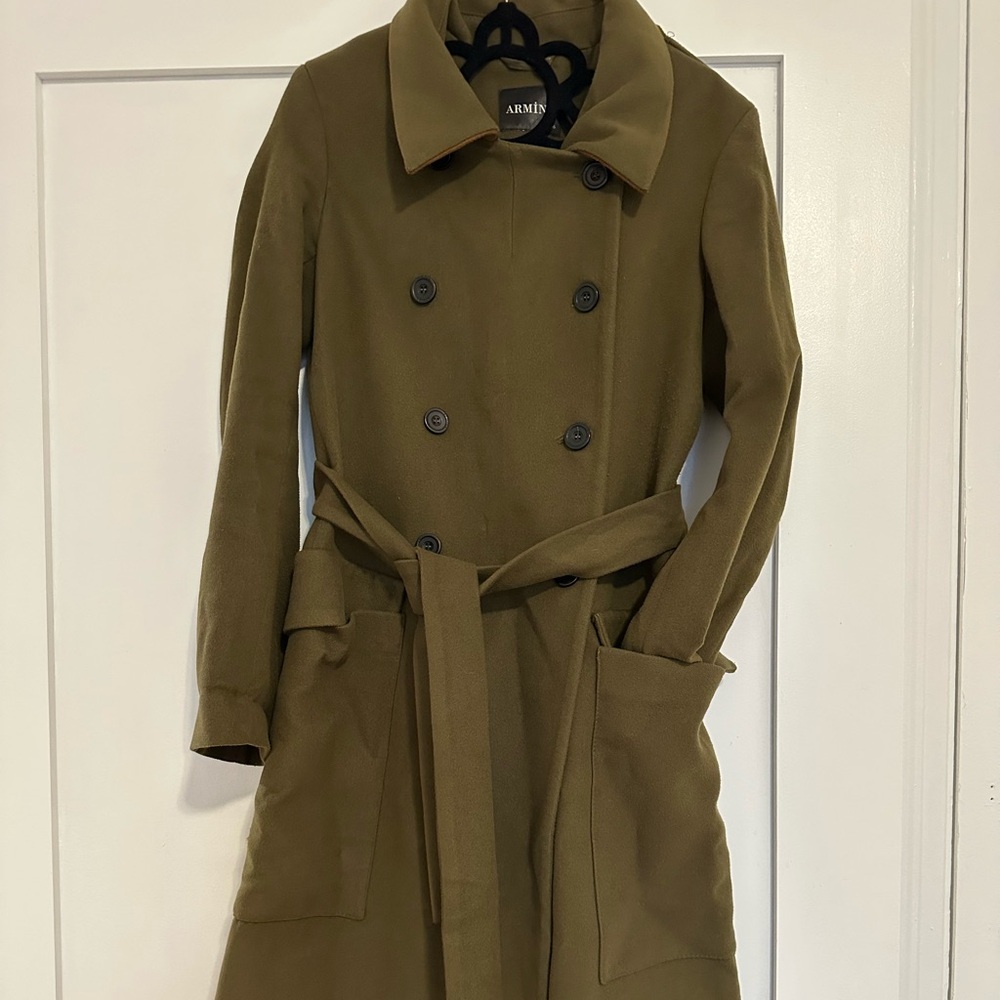 Turkish brand Armine Women's Khaki Double-Breasted Trench Coat